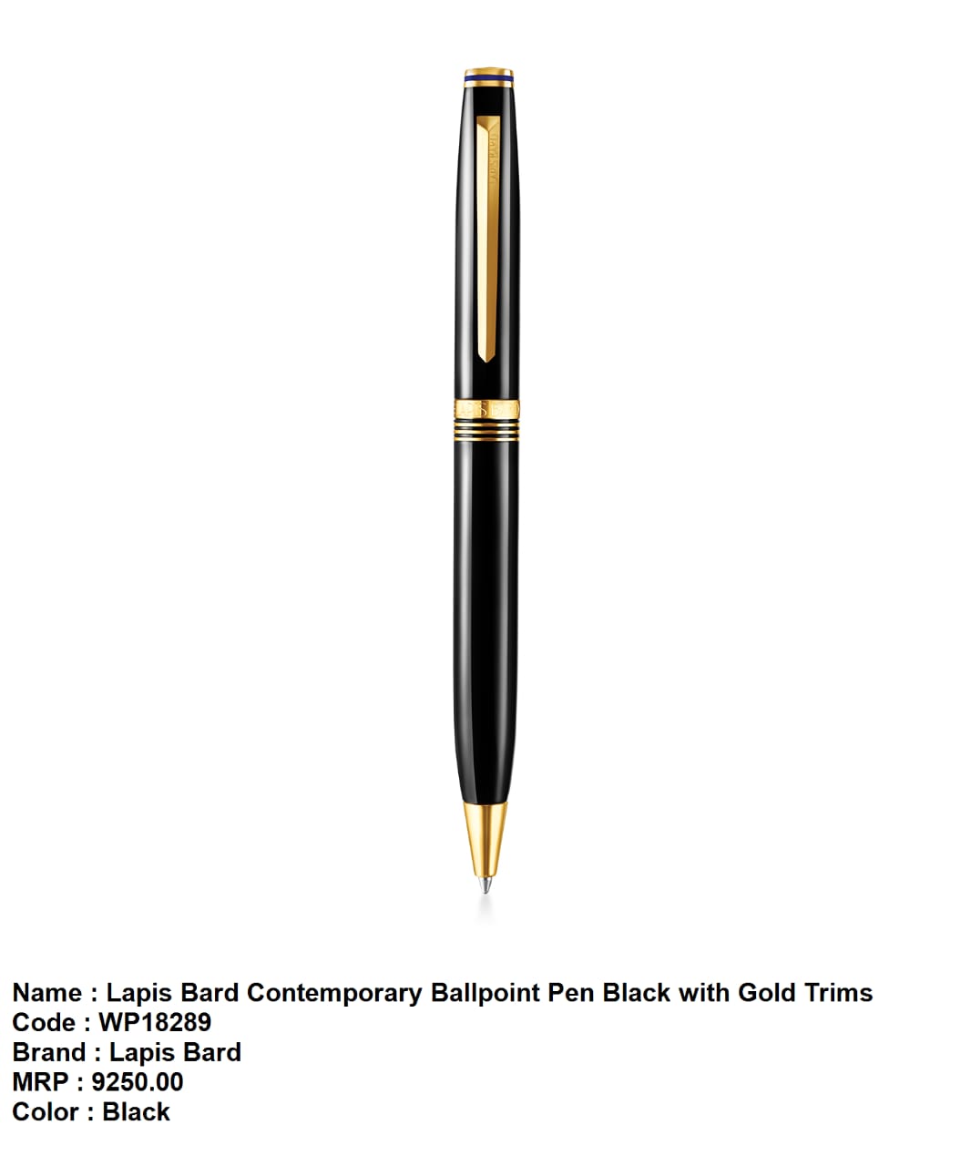 Lapis bard contemporary ballpoint pen black with gold trims
